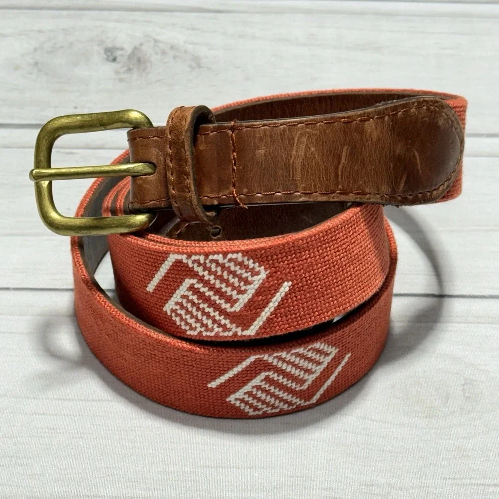 Smathers & Branson Belt Mens 46 Leather Needlepoint Boys & Girls Club of America